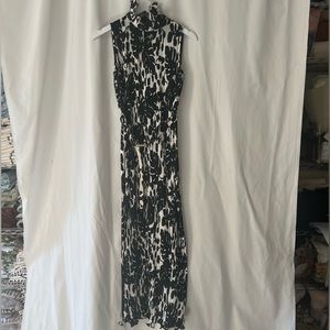 KATE SPADE Black/Cream Floral Satin Long Dress 4